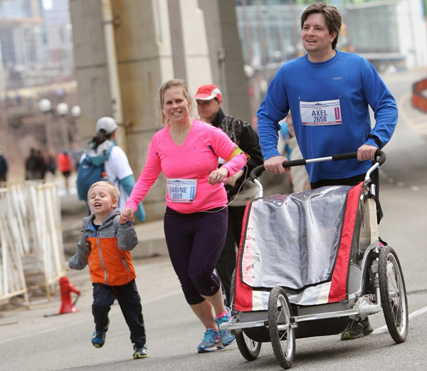 We did the Yonge St 10k as a family.  2014 will probably be the last year we can run with the stroller... http://ironrogue.blogspot.com