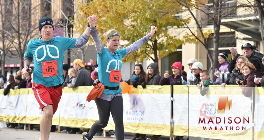 The finish line for my second marathon with my husband. I ran in memory of my friend Tammy, for Team Lung Love, and her parents are in the picture cheering us across. http://roseerunner.wordpress.com