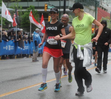 When RunEmz flew from Phoenix, AZ to Vancouver, BC to surprise me at the BMO Vancouver Marathon and run the last 6 miles of my race with me. http://www.theathletarian.com